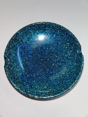 Hand Crafted Blue Glitter Resin Trinket Dish